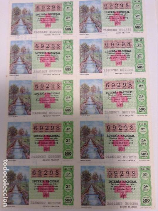Loterie Nationale: BILLETE COMPLETO DE LOTERIA. 1978. 21/78.  CANALES DE RIEGO. AD. N&ordm;4. DUQUE DE LA VICTORIA. C&Aacute;DIZ.