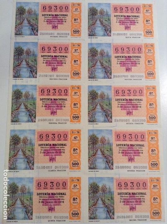 Loterie Nationale: BILLETE COMPLETO DE LOTERIA. 1978. 21/78.  CANALES DE RIEGO. AD. N&ordm;4. DUQUE DE LA VICTORIA. C&Aacute;DIZ.