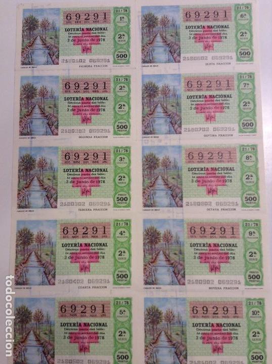 Loterie Nationale: BILLETE COMPLETO DE LOTERIA. 1978. 21/78.  CANALES DE RIEGO. AD. N&ordm;4. DUQUE DE LA VICTORIA. C&Aacute;DIZ.