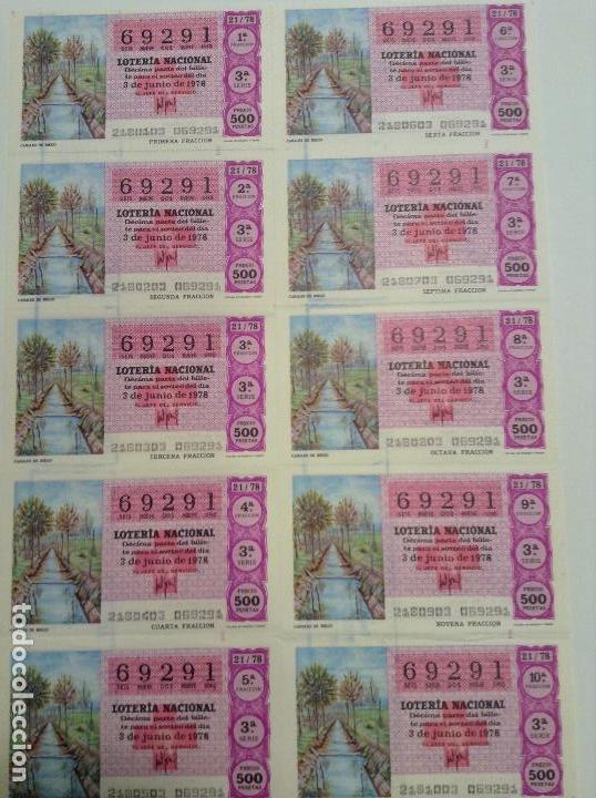Loterie Nationale: BILLETE COMPLETO DE LOTERIA. 1978. 21/78.  CANALES DE RIEGO. AD. N&ordm;4. DUQUE DE LA VICTORIA. C&Aacute;DIZ.