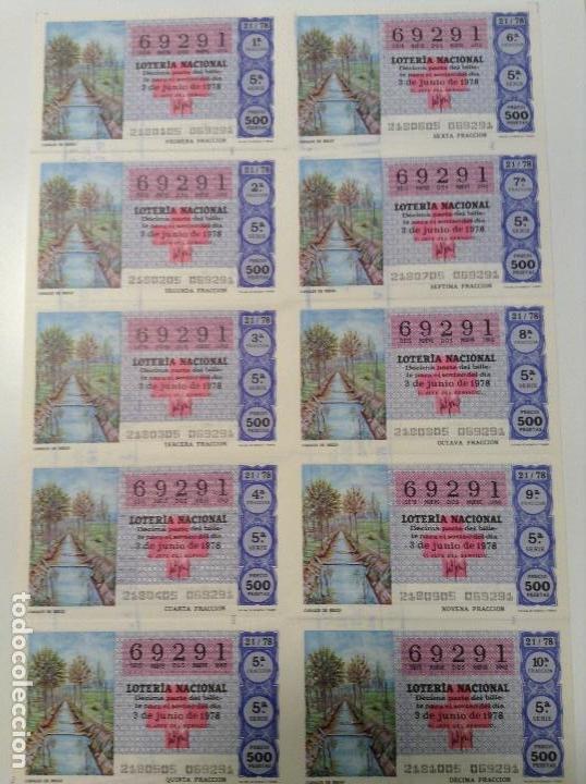 Loterie Nationale: BILLETE COMPLETO DE LOTERIA. 1978. 21/78.  CANALES DE RIEGO. AD. N&ordm;4. DUQUE DE LA VICTORIA. C&Aacute;DIZ.