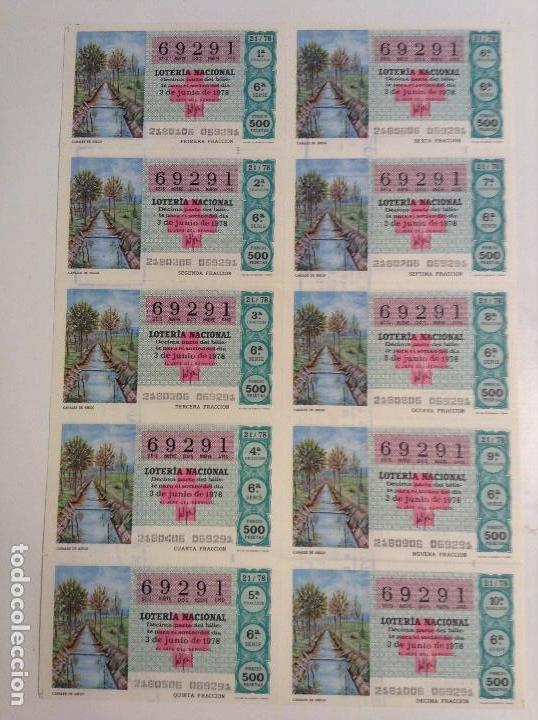 Loterie Nationale: BILLETE COMPLETO DE LOTERIA. 1978. 21/78.  CANALES DE RIEGO. AD. N&ordm;4. DUQUE DE LA VICTORIA. C&Aacute;DIZ.