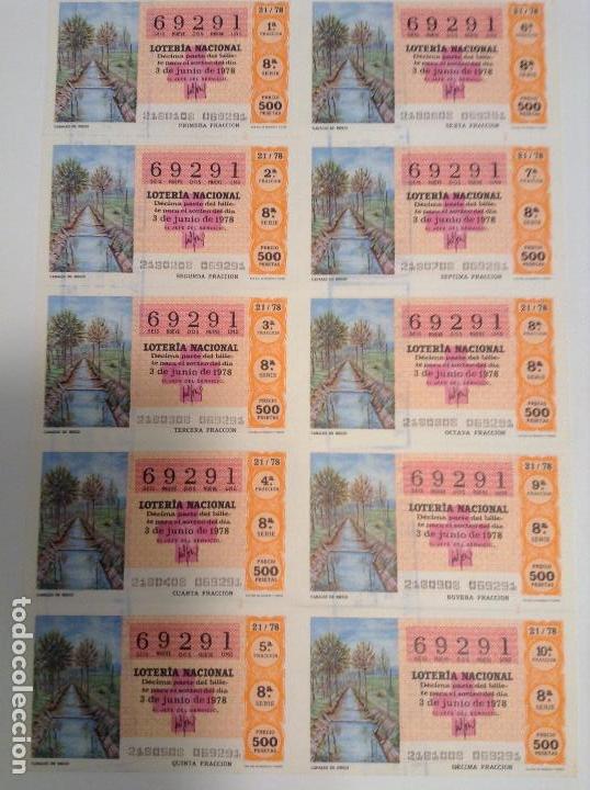 Loterie Nationale: BILLETE COMPLETO DE LOTERIA. 1978. 21/78.  CANALES DE RIEGO. AD. N&ordm;4. DUQUE DE LA VICTORIA. C&Aacute;DIZ.