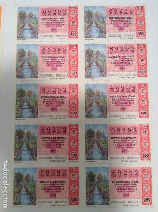 Loterie Nationale: BILLETE COMPLETO DE LOTERIA. 1978. 21/78.  CANALES DE RIEGO. AD. N&ordm;4. DUQUE DE LA VICTORIA. C&Aacute;DIZ.