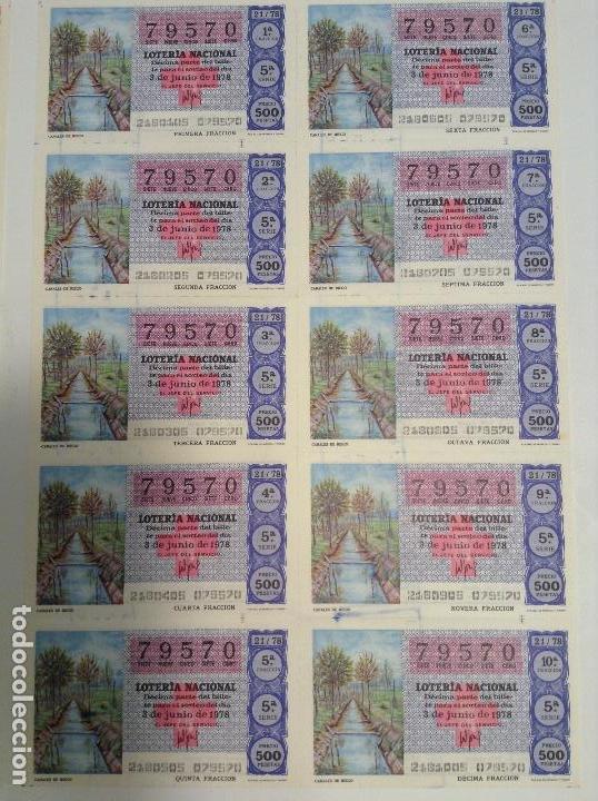 Lotteria Nationale Spagnola: BILLETE COMPLETO DE LOTERIA. 1978. 21/78.  CANALES DE RIEGO. AD. N&ordm;4. DUQUE DE LA VICTORIA. C&Aacute;DIZ.