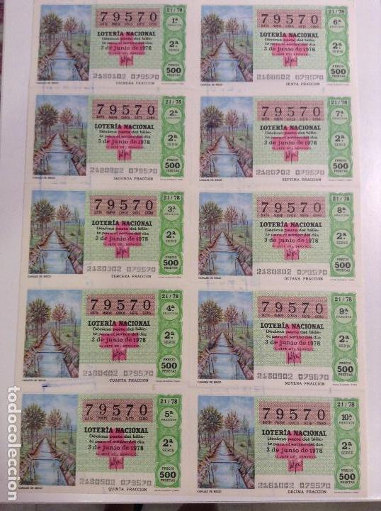 Lotteria Nationale Spagnola: BILLETE COMPLETO DE LOTERIA. 1978. 21/78.  CANALES DE RIEGO. AD. N&ordm;4. DUQUE DE LA VICTORIA. C&Aacute;DIZ.