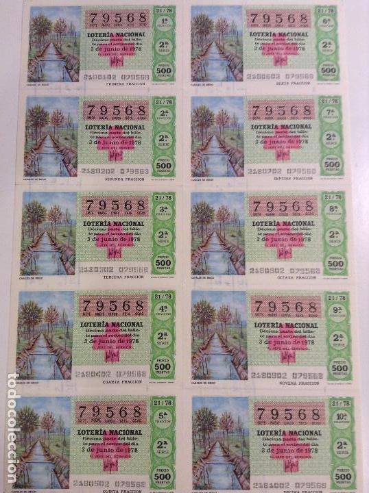 Lotaria Nacional: BILLETE COMPLETO DE LOTERIA. 1978. 21/78.  CANALES DE RIEGO. AD. N&ordm;4. DUQUE DE LA VICTORIA. C&Aacute;DIZ.