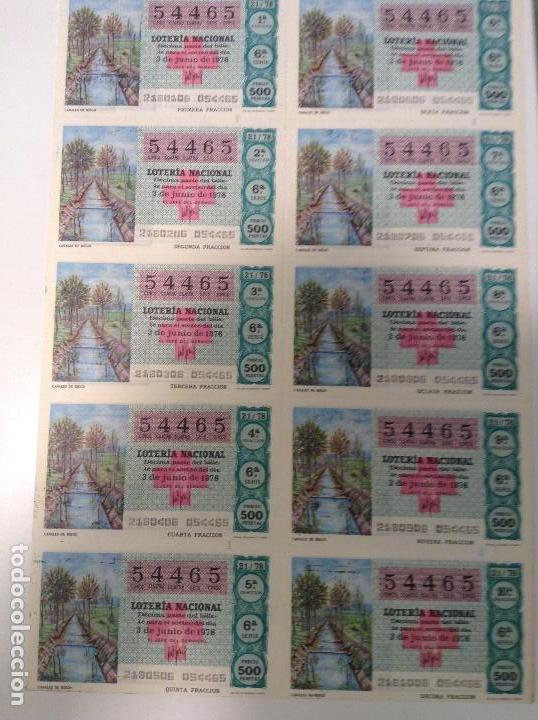 Lotaria Nacional: BILLETE COMPLETO DE LOTERIA. 1978. 21/78. CANALES DE RIEGO. AD. EL GATO NEGRO. SEVILLA