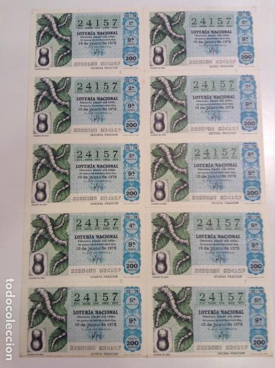 Lotaria Nacional: BILLETE COMPLETO DE LOTERIA. 1978. 22/78. GUSANOS DE SEDA. AD. CASA ARIAS. C&Aacute;DIZ
