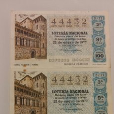 Lotería Nacional: TRES DECIMOS DE LOTERÍA SIN SEPARAR. 22 DE ENERO DE 1977. Lote 94887204