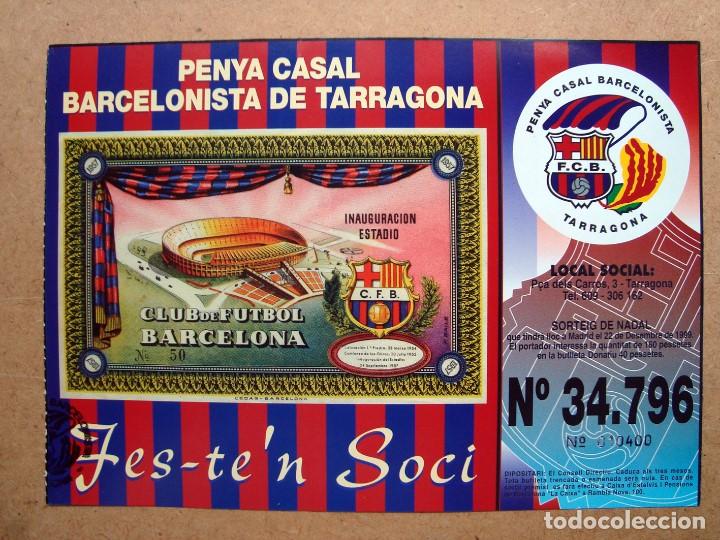 Nationale spanische Lotterie: Billete, participacio decimo loteria navidad 1999, penya casal barcelonista tarragona