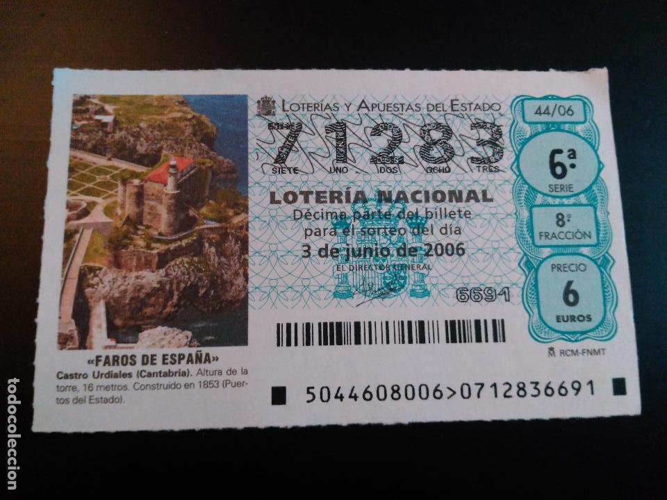 Loter&iacute;a nacional: NUMERO: 71283. LOTERIA NACIONAL. FECHA: 3 JUNIO 2006. FAROS DE ESPA&Ntilde;A. CASTRO URDIALES, CANTABRIA