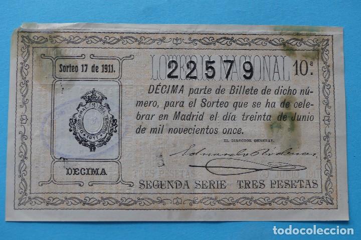 Loterie Nationale: DECIMO LOTERIA NACIONAL - A&Ntilde;O 1911 - SORTEO 17 (30 JUNIO) - VER ANVERSO Y REVERSO