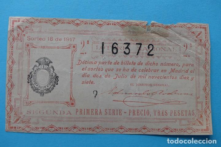 Loterie Nationale: DECIMO LOTERIA NACIONAL - A&Ntilde;O 1917 - SORTEO 18 (2 JULIO) - VER ANVERSO Y REVERSO