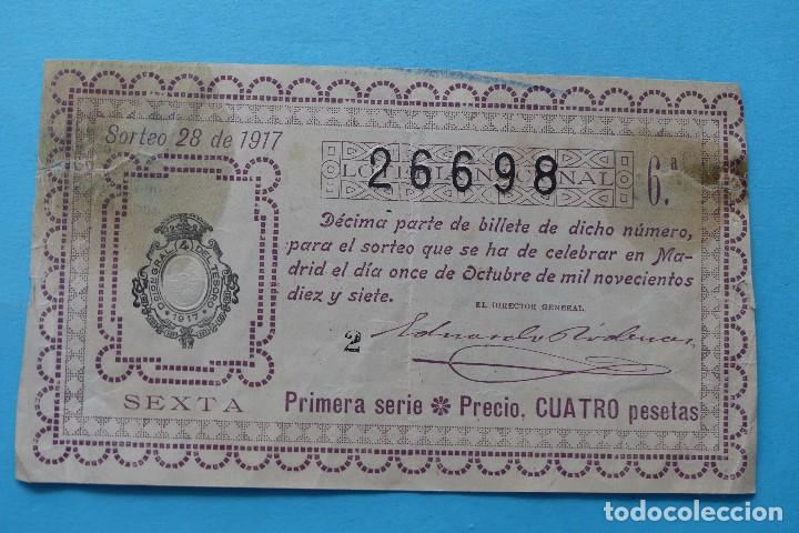 Loterie Nationale: DECIMO LOTERIA NACIONAL - A&Ntilde;O 1917 - SORTEO 28 (11 OCTUBRE) - VER ANVERSO Y REVERSO