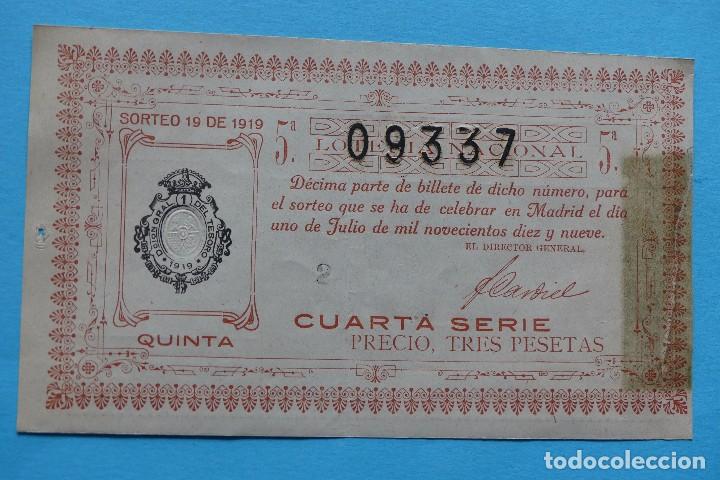 Loterie Nationale: DECIMO LOTERIA NACIONAL - A&Ntilde;O 1919 - SORTEO 19 (1 1 JULIO) - VER ANVERSO Y REVERSO