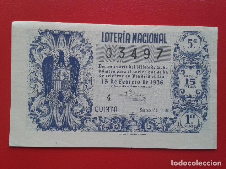 Loter&iacute;a nacional: DECIMO DE LOTERIA NACIONAL A&Ntilde;O 1956 , SORTEO N&ordm; 5