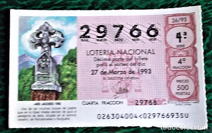 Loter&iacute;a Nacional: Espa&ntilde;a. Loter&iacute;a. 1993. Sorteo: 26 A&ntilde;o Jacobeo: Cruces de piedra que serv&iacute;an de gu&iacute;a en la Edad Media