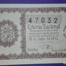 Lotería Nacional: DECIMO DE LOTERIA DE 1954 SORTEO 21. Lote 104658459