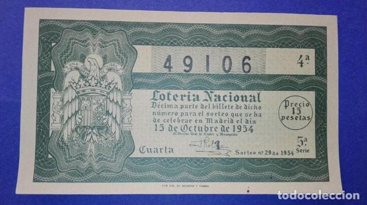 National Spanish Lottery: decimo de loteria de 1954 sorteo 29