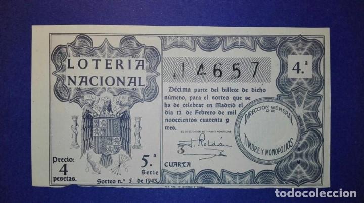 National Spanish Lottery: decimo de loteria de 1943 sorteo 5