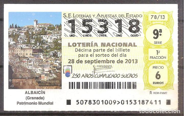 National Spanish Lottery: LOTERIA NACIONAL,28/09/2013.