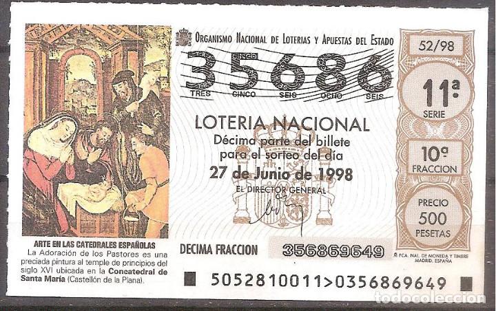National Spanish Lottery: LOTERIA NACIONAL,27/06/1998.