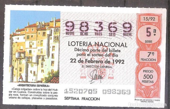 Loter&iacute;a Nacional: LOTERIA NACIONAL,22/02/1992.