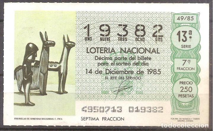 Loter&iacute;a Nacional: LOTERIA NACIONAL,14/12/1985.
