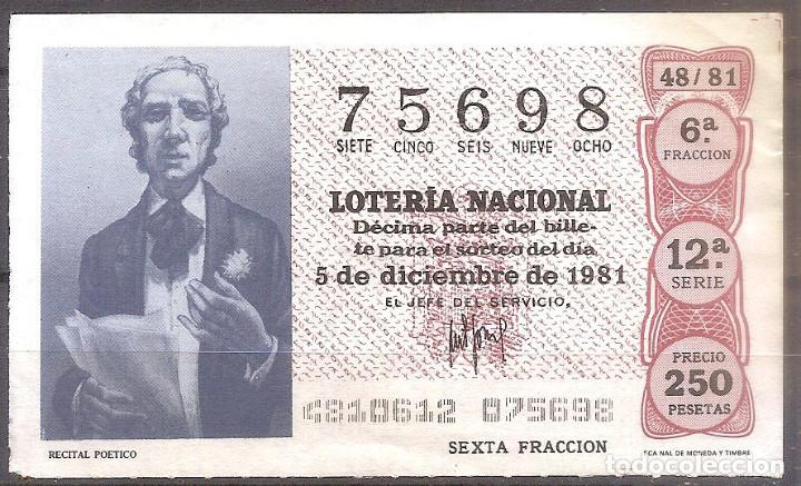 Loter&iacute;a Nacional: LOTERIA NACIONAL,05/12/1981.