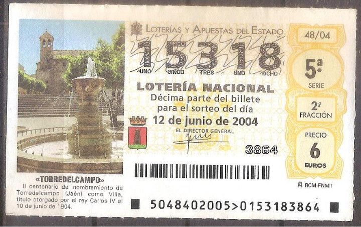 National Spanish Lottery: LOTERIA NACIONAL,12/06/2004.
