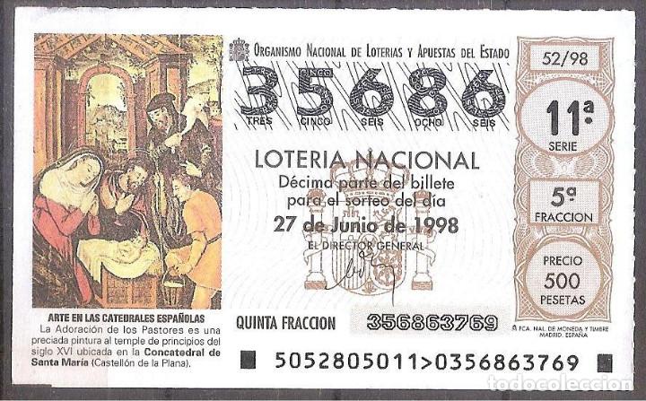 National Spanish Lottery: LOTERIA NACIONAL,27/06/21998