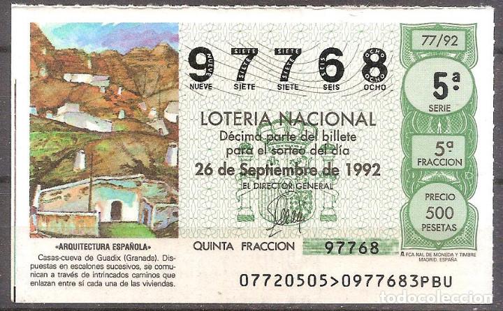 National Spanish Lottery: LOTERIA NACIONAL,26/09/1992.