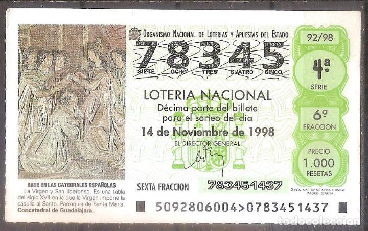National Spanish Lottery: LOTERIA NACIONAL,14/11/1998.