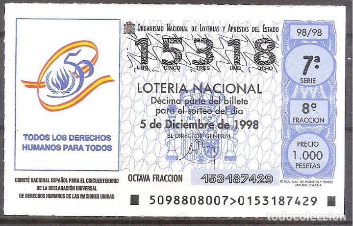 National Spanish Lottery: LOTERIA NACIONAL,05/12/1998.