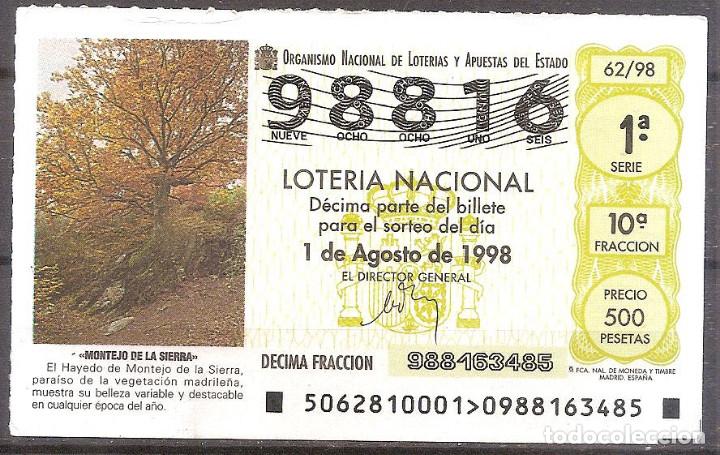 National Spanish Lottery: LOTERIA NACIONAL,01/08/1998.