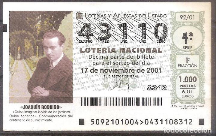 Loter&iacute;a Nacional: LOTERIA NACIONAL,17/11/2001.