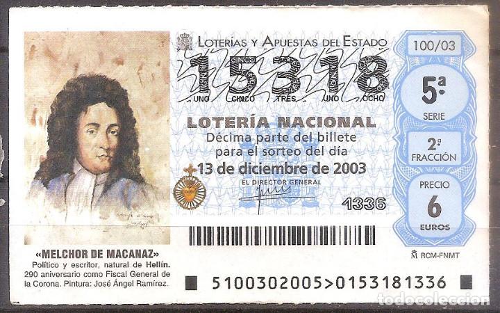 National Spanish Lottery: LOTERIA NACIONAL,13/12/2003.