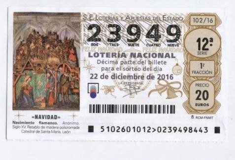 Loter&iacute;a Nacional: *NACIMIENTO FLAMENCO* (AN&Oacute;NIMO) - D&Eacute;CIMO NAVIDAD 22 DICIEMBRE 2016 - N&ordm; 23.949