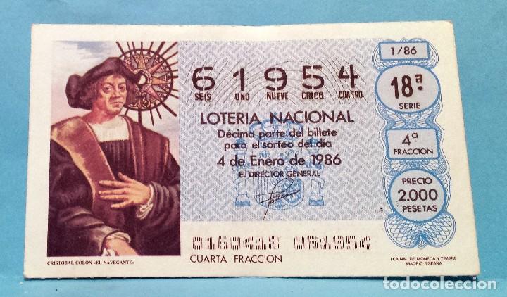 Loter&iacute;a nacional: LOTER&Iacute;A NACIONAL - 1986 - CRISTOBAL COLON &laquo;EL NAVEGANTE&raquo;