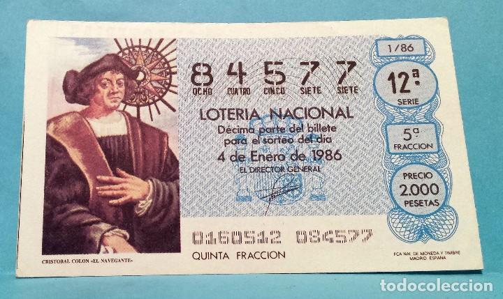 Loter&iacute;a nacional: LOTER&Iacute;A NACIONAL - 1986 - CRISTOBAL COLON &laquo;EL NAVEGANTE&raquo;