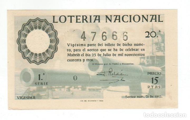 National Spanish Lottery: LOTERIA A&Ntilde;O 1943 SORTEO 21
