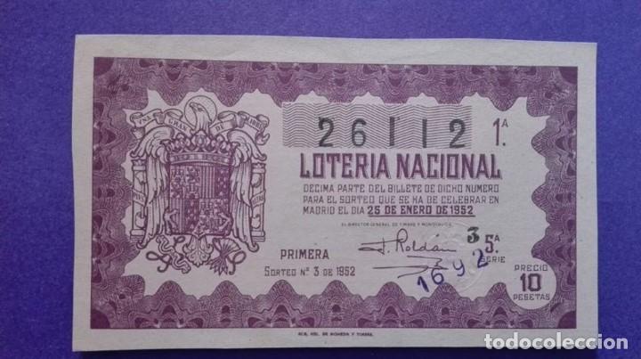 Loter&iacute;a nacional: decimo de 1952 sorteo 3 - Foto 1