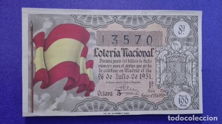 Loter&iacute;a nacional: decimo de 1951 sorteo 21 - Foto 1