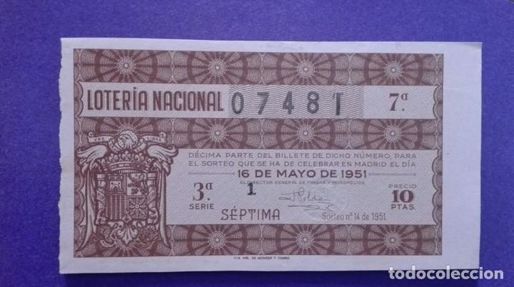 Loter&iacute;a nacional: decimo de 1951 sorteo 14 - Foto 1
