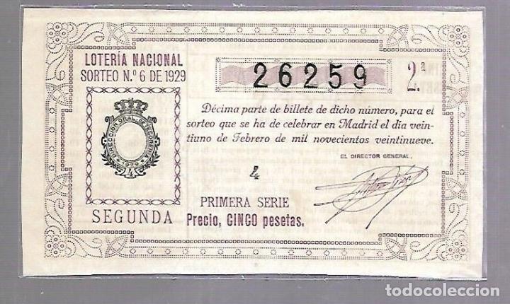 Lotteria Nationale Spagnola: LOTERIA NACIONAL. SORTEO N&ordm; 6 DE 1929. MADRID. PERFECTO ESTADO. VER.