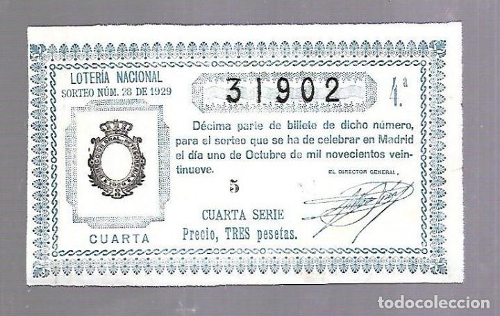 Lotteria Nationale Spagnola: LOTERIA NACIONAL. SORTEO N&ordm; 28 DE 1929. MADRID. PERFECTO ESTADO. VER.