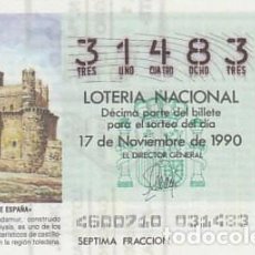 Lotería Nacional: LOTERIA NACIONAL DEL 17-11-1990, CASTILLO DE GUADAMUR,