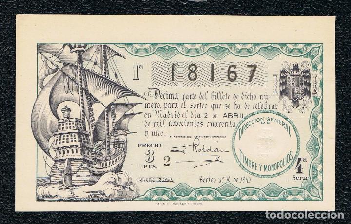 National Spanish Lottery: LOTERIA A&Ntilde;O 1941 SORTEO 10
