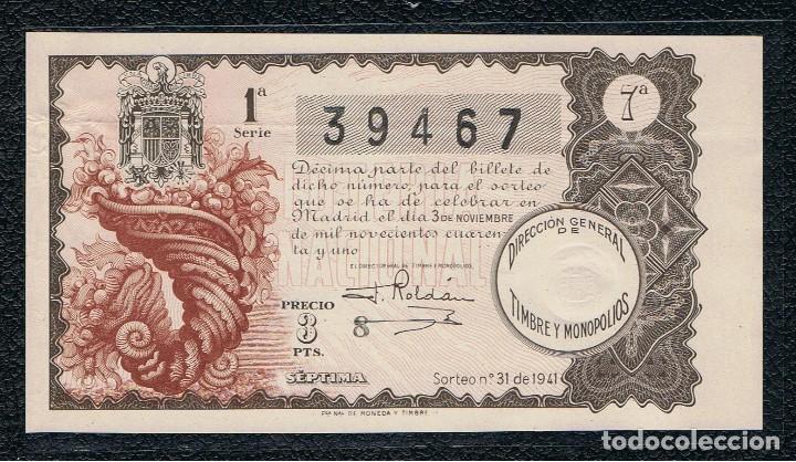 National Spanish Lottery: Loteria A&ntilde;o 1941 Sorteo 31